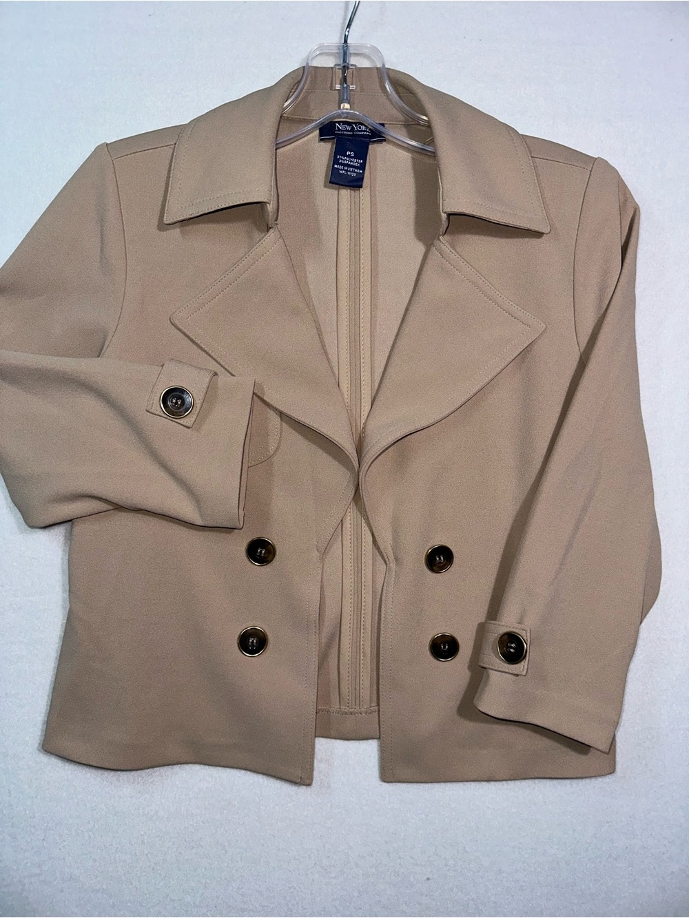 New York & Company Women's Double-Breasted Tan Pea Coat